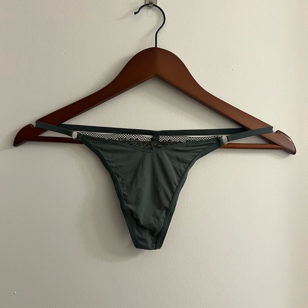 green silky thong